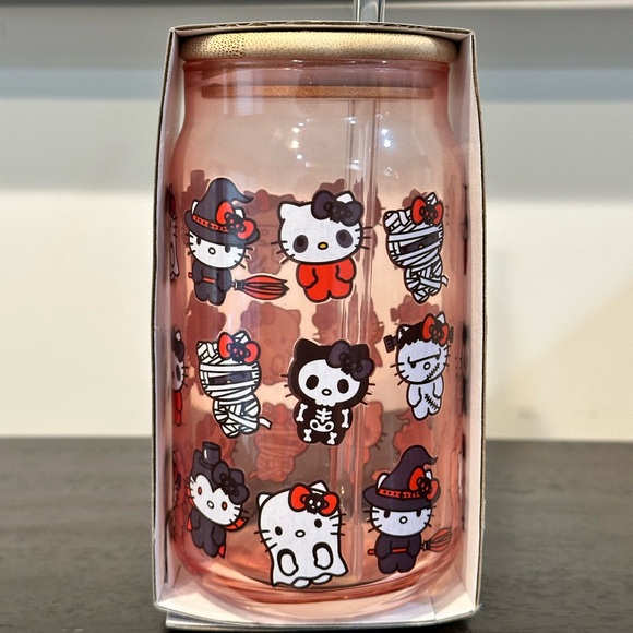 Hello Kitty Other - Sanrio Hello Kitty and Friends Halloween Pink Glass Jar Tumbler
